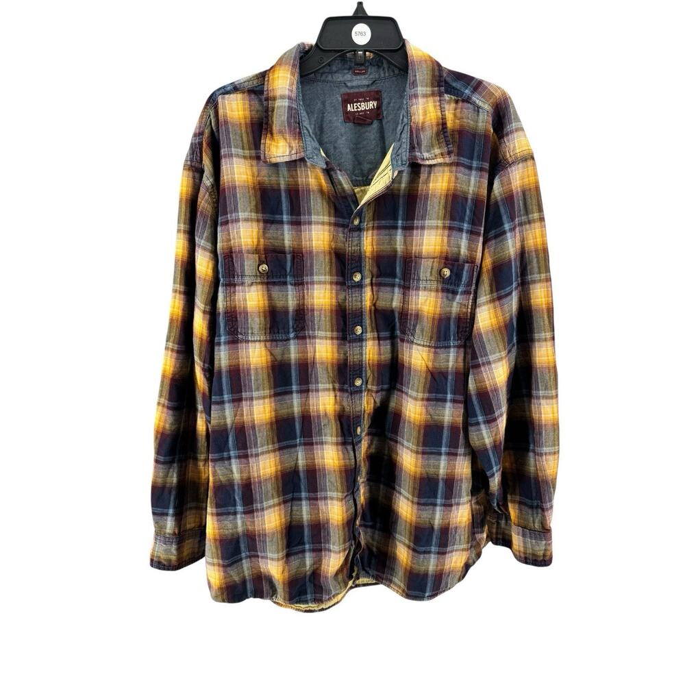 Alesbury Men's Plaid 100% Cotton Long Sleeve Button-Up Shirt Size‎ 3XL